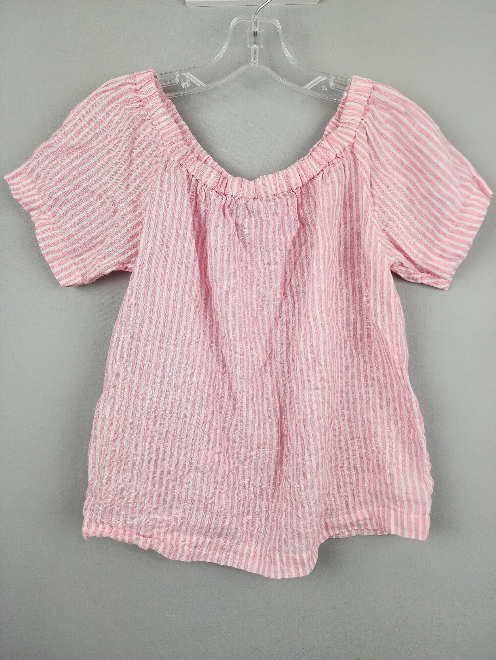 J Crew Pink Striped Shirt - Off-Shoulder Top Sz XXS